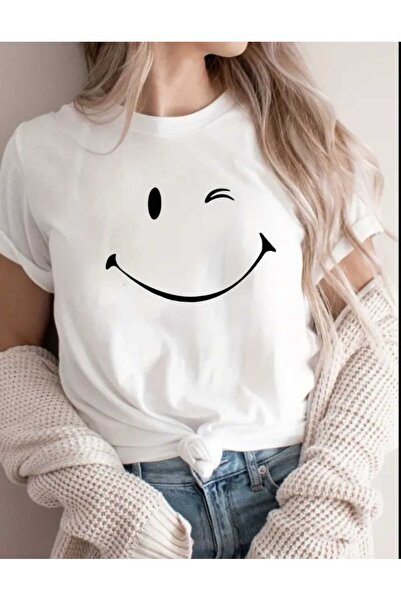 JENOLAN Nasmiješeno lice :) Ženska široka majica oversize stila "boyfriend" s...