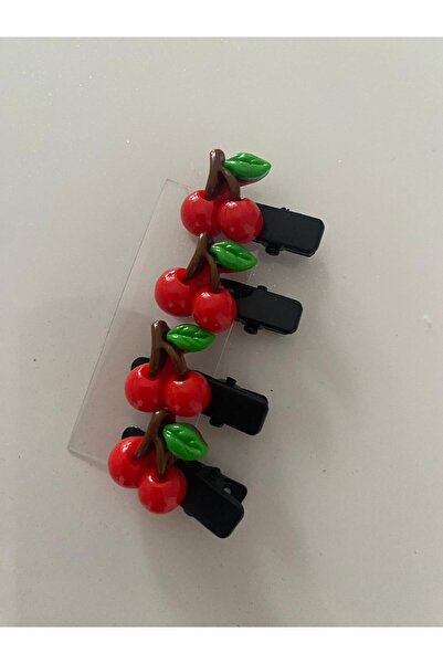 butik 4 adet kiraz detaylı mandallı minik toka