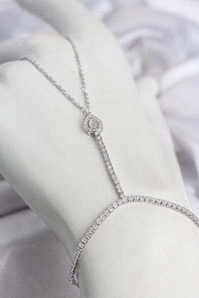 GeeS Global Silver Color Brass Zircon Stone Drop Model Şahmeran