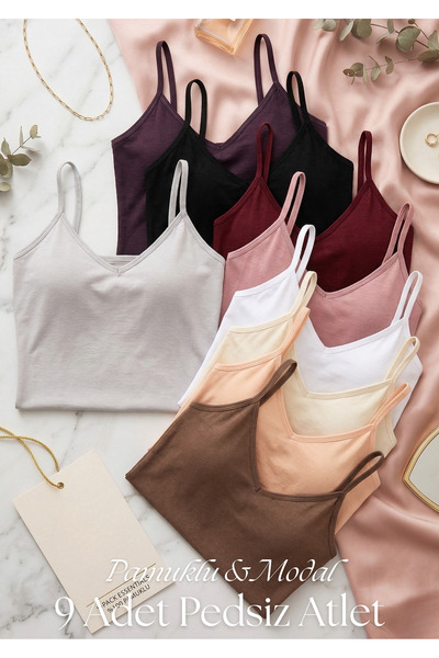 Soweto Women's 9-Pack Cotton Modal V-Neck Thin Strap Undershirt - Soft Textur...