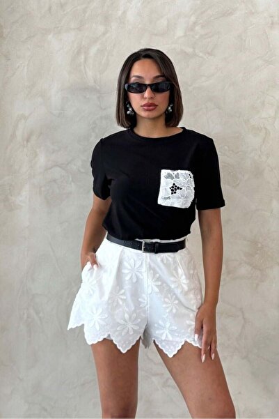 CKM MODA Erim Embroidered Shorts White