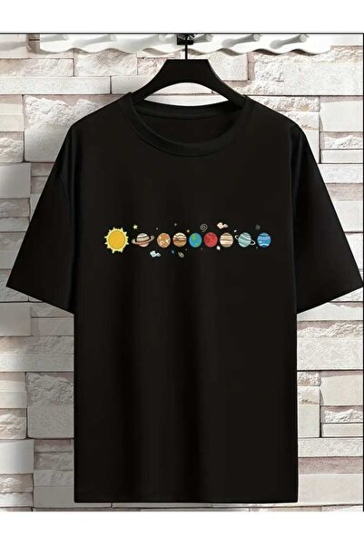 JENOLAN Planets Štampano Oversize kroj Labavi kroj dečka T-shirt