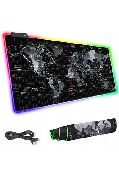 Ayawaska Mousepad gaming iluminat LED XXL, suprafata anti-alunecare, 7 culori...