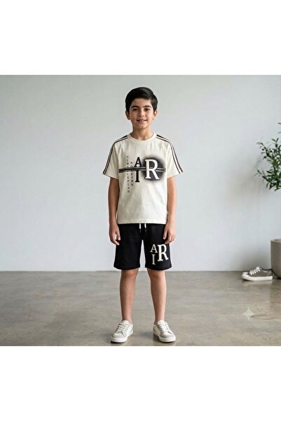 Yağmur Giyim Adresa Air Written Pocket Shorts Set za dečake kratkih rukava 9-...