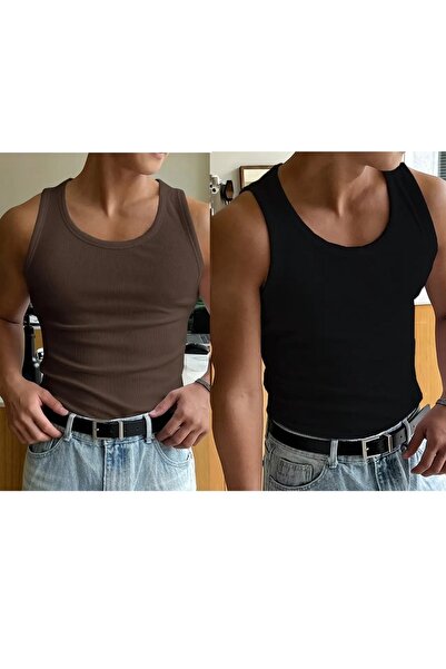 Moda Akai Men's Halter Neck Sports Lycra Singlet 2-Pack