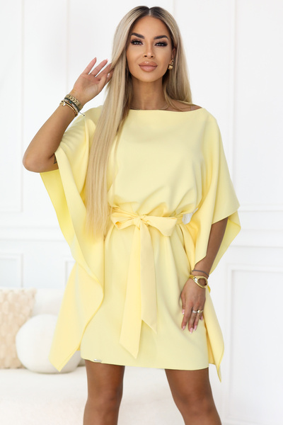 OEM SOFIA Rochie fluture cu legătură în talie - lămâie pastel de Ocazie Botez