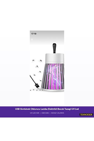 TeknoEser USB Sivrisinek Öldürücü Lamba – Elektrikli Böcek Kaptırıcı UV Işıkl...