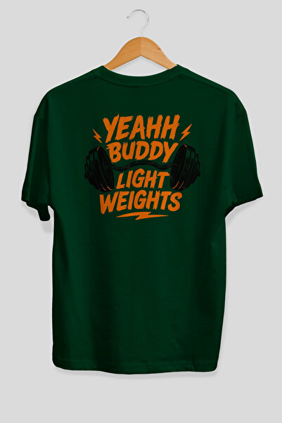 Ankhises Yeah Buddy Gym Oversize Πράσινο T-Shirt με στάμπα στην πλάτη, 100% β...
