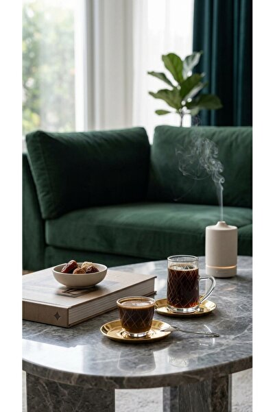 Generic A luxurious hospitality set – coffee cups and tea glasses with elegant designs – perfect for sophisticated serving.