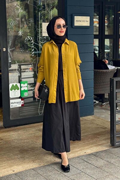 My Magazin MAGAZİN Tensel Tunik 7351 Yağ Yeşili