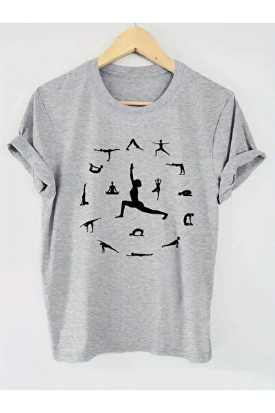JENOLAN Tricou cu imprimeu YOGA pentru femei, supradimensionat, lejer