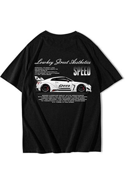 BRZ COLLECTION Tricou unisex oversize Lowkey Speed negru