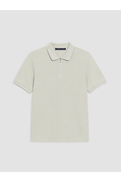 LC Waikiki Green Polo Collar Textured Men's T-Shirt