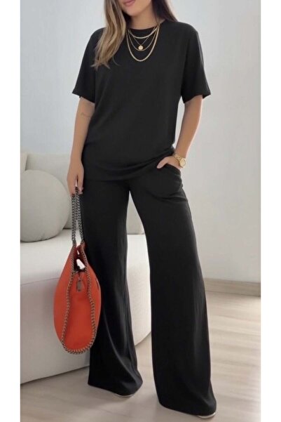 Generic Brand Women's Short Sleeve Crew Neck Viscose Two Thread Blouse and Pa...