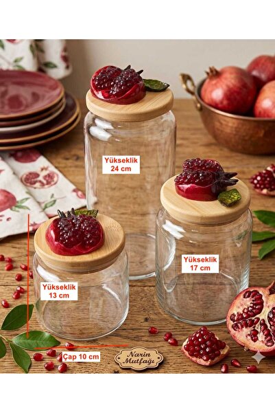 Kare Home Bambu Kapaklı Vakumlu 3lü Cam Kavanoz Seti (500 ml-800 ml-1300 ml) ...