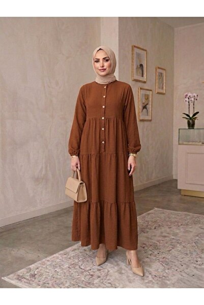 ECEYLÜL MODA فستان طويل فضفاض من القطن بنسبة 100%، أسود اللون، بأزرار أمامية،...