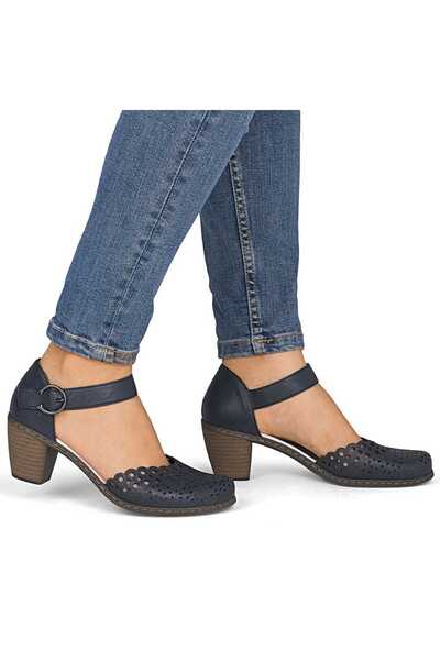 Rieker Pantofi Dama cu Interior din Piele Naturala si Model Perforat, Bleumarin