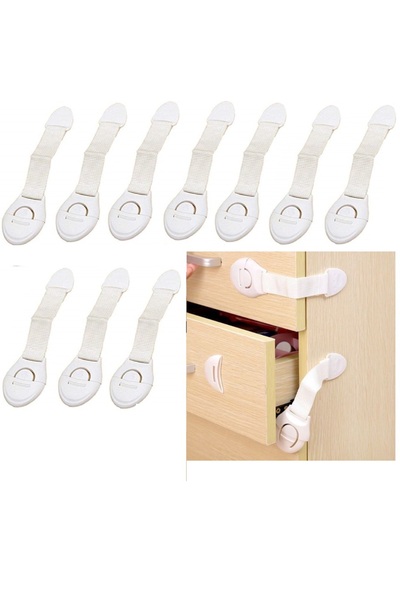 Litago Set 10 bucati blocare pentru usi si sertare, Litago, alb, 20cm