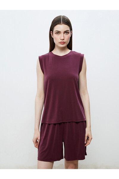 LC Waikiki Burgundy Crew Neck Modal Blend Women's Tank Top