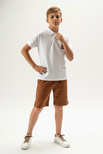 Toontoy Boy's 2-Piece Shorts Set Polo Collar Short Sleeve Buttoned T-Shirt - ...