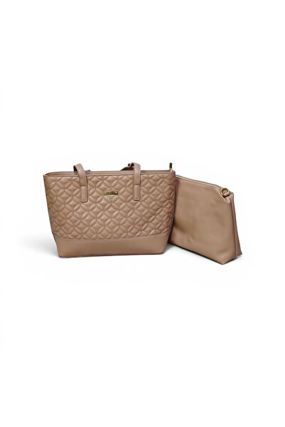 Desire 4668-Desire Quilted Shoulder Bag + Pouch Set Pink Color