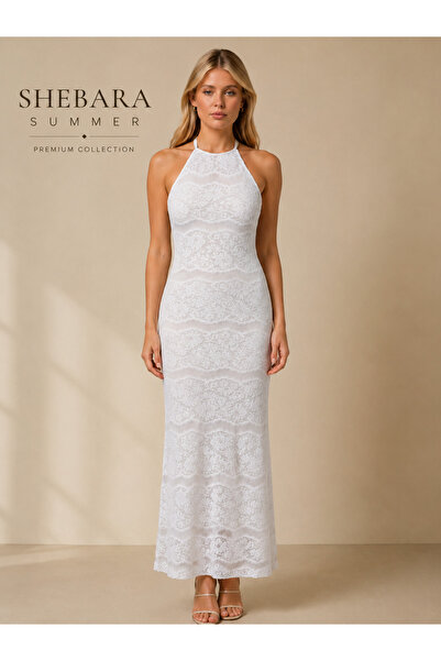 SHEBARA PREMIUM MAXI DANTEL BEYAZ ELBİSE