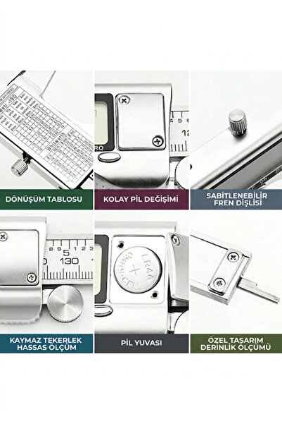 NEXTRA Paslanmaz Çelik Dijital Göstergeli Kumpas 150mm El Tipi Kalınlık Ölçer Özellikleri ile Hassas Ölçüm