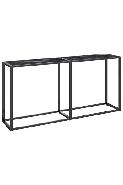 vidaxl Masă consolă, negru marmură, 160x35x75,5 cm, sticlă securizată