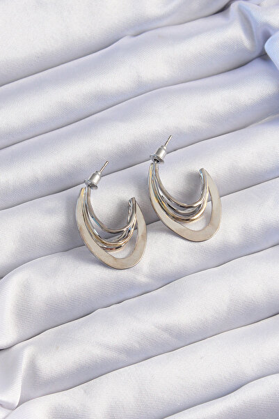 OGHAMAY Brass Gold Silver Colored Flat Plate Hoop Earrings