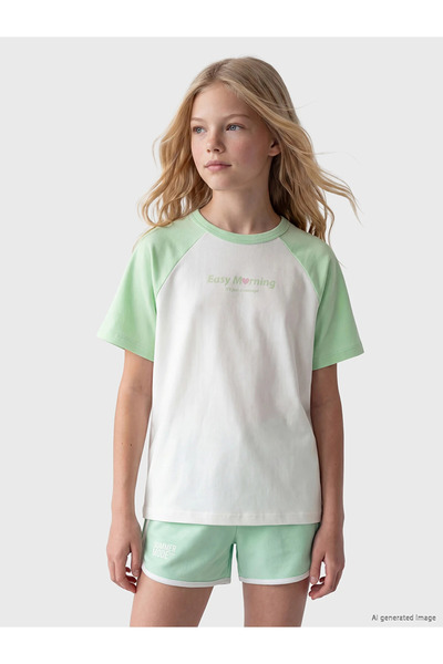 LC Waikiki Lcw Kids White Text Printed Girls' T-Shirt