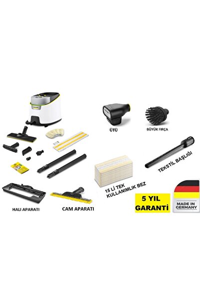Karcher Sc 4 Deluxe Buharlı Temizlik Makinesi Ütü, Büyük Fırça, Halı Aparatı,...