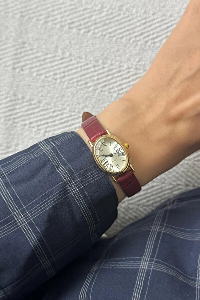 An Saat Diana Model Black Vintage Series Leather Cord Women's Wristwatch