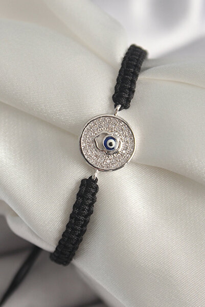 OGHAMAY Brass Silver Color Zircon Stone Evil Eye Bead Embroidery Macrame Elev...