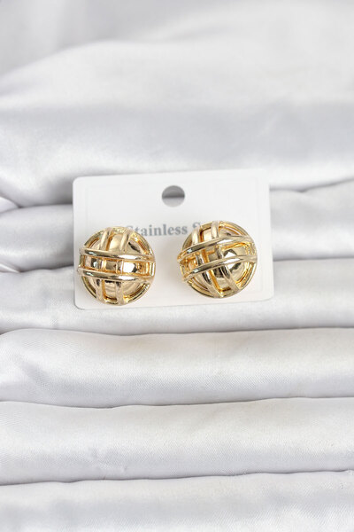 OGHAMAY 316L Steel Gold Color Patterned Top Model Women's Earrings