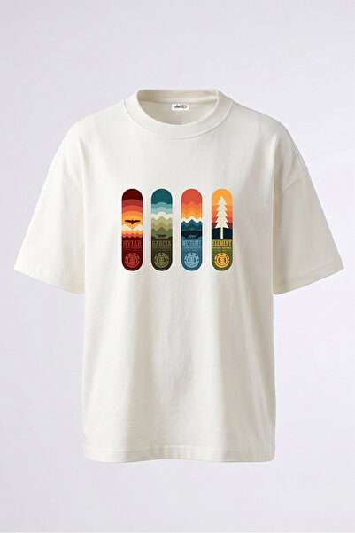 Anetos Tricou oversize alb din bumbac cu imprimeu pe spate cu design de desen...