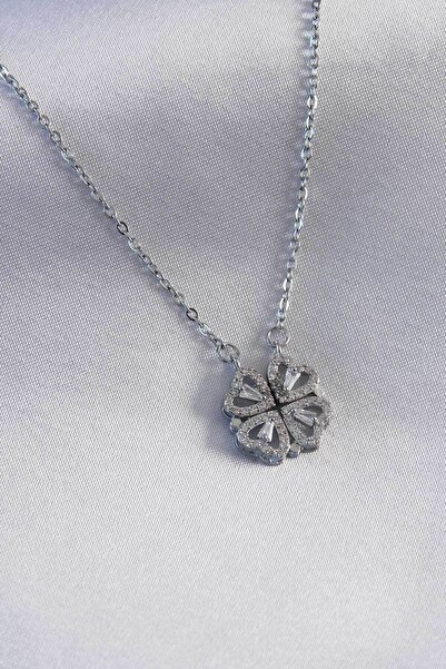 OGHAMAY 316L Steel Silver Color Open Clover Model Women's Necklace