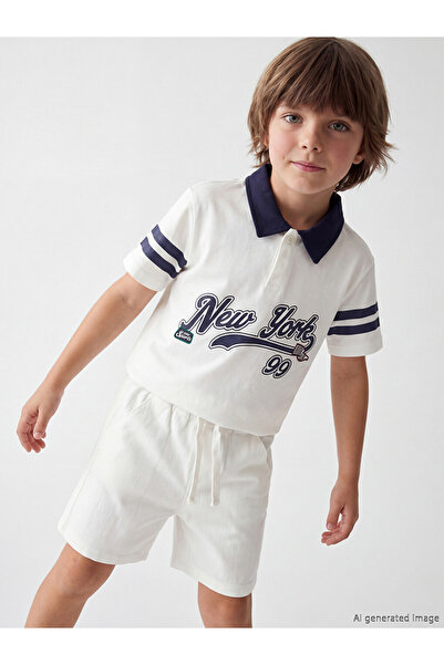 LC Waikiki Lcw Kidspolo Yaka New York Printed Boys' T-Shirt