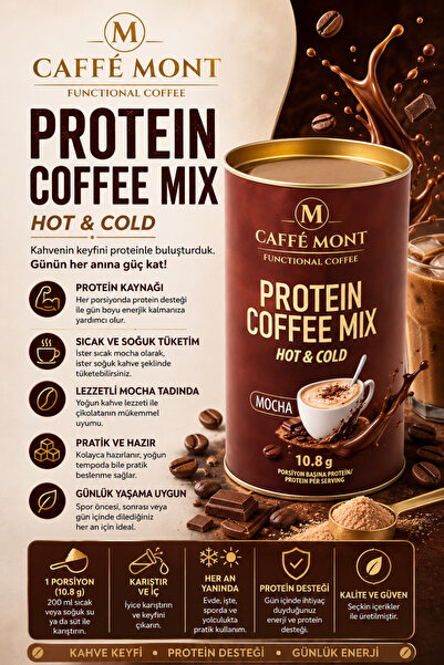 CAFFEMONT Protein Coffee Mix Mocha – Yüksek Proteinli Hazır Kahve Karışımı 300 g