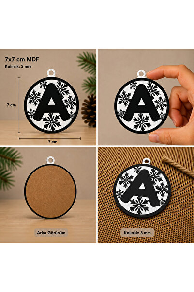 Reysa Tasarım Letter a Christmas Ornament – Mdf Pine Tree Patterned Hanging D...