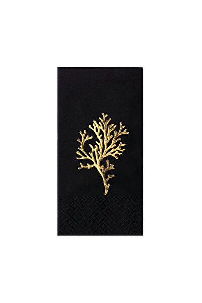 Story 33X33 cm Gold Foil Seaweed Marine Patterned 16-Piece 1/8 Fold Black Col...