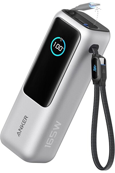 Anker Baterie externă de 25.000mAh 165W cu cablu USB-C retractabil, argintiu