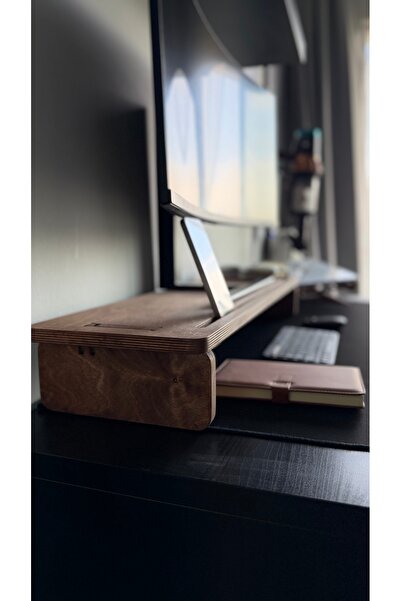 Ergonomik Ahşap Monitör Standı Masa Yükseltici Kontrplak Kolay Kurulum Masa Düzenleyici 70 cm