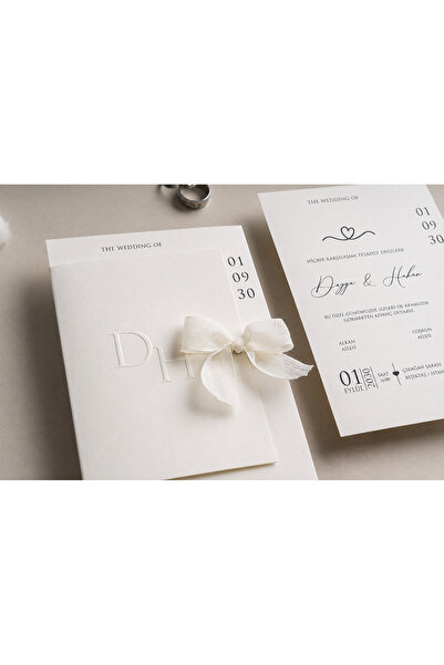 TABLOZADEE DAVETİYE Düğün Davetiyesi / Nişan Davetiyesi / Nikah Davetiyesi / (50 Adet) Baskı Hariç Davetiye TD6015