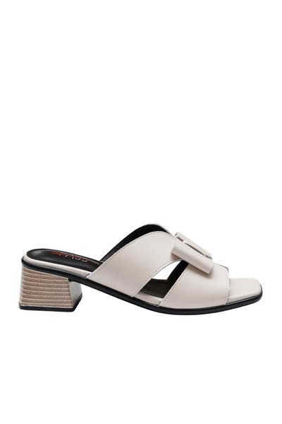 UrbanShoes Saboți damă din piele naturală, Pass Collection - 4041 Crem Box