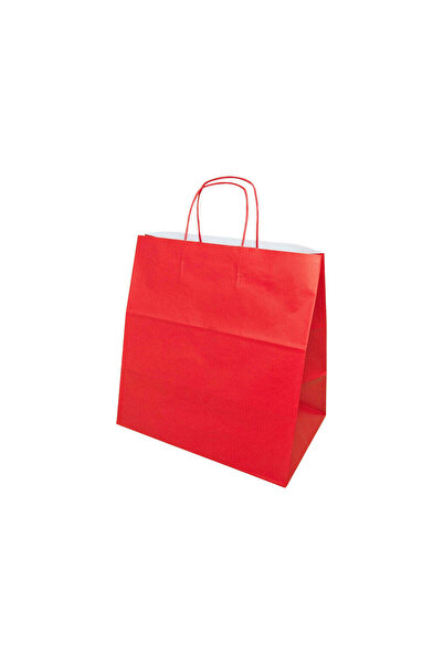 Papette Set 200 bucăți Pungi hârtie Kraft ROȘIE cu mânere hârtie rasucită, 32...