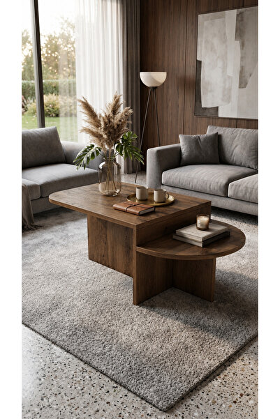 GaniHome Orion Orta Sehpa Ahşap Görünümlü Modern Salon Sehpası | Geniş Üst Ta...