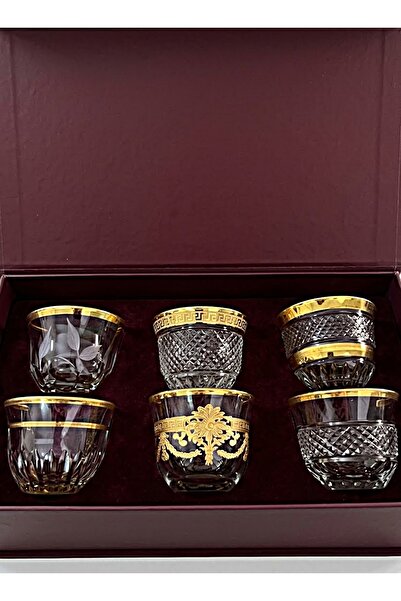 DECOSTYLE Yıldız dekor gold 6’lı model Mirra – Zemzem Cam İkramlık Bardak Set...