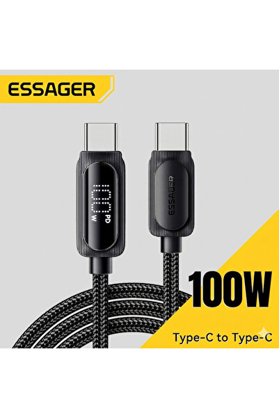 essager Cablu USB-C la USB-C 100W, Încărcare Rapidă PD, Display LED, 5A, 1m, ...
