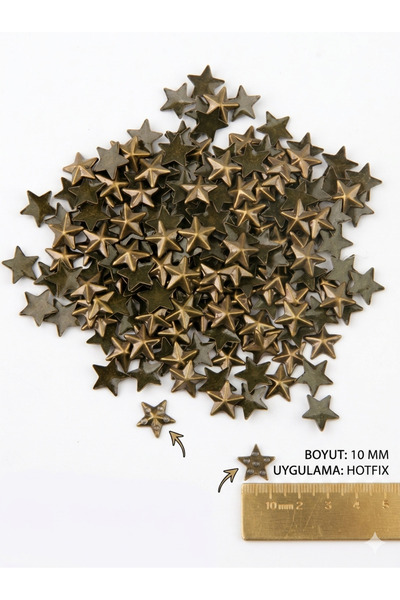 10 mm Antik Bronz Hotfix Yıldız (Isı ile Yapışan)