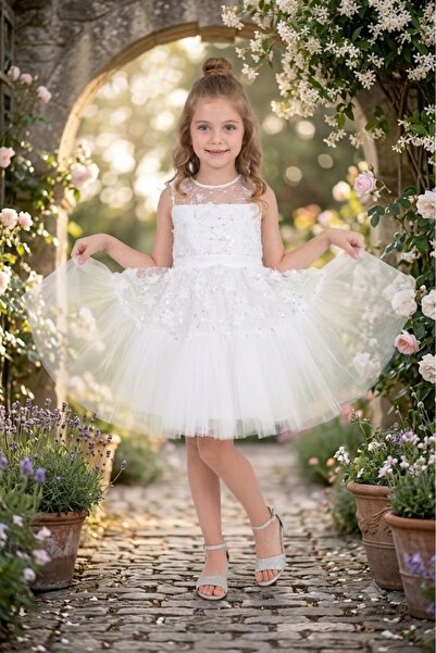 Erca Home Tekstil Ürünleri Flower Embroidered Lace Garnished Dress with Buckl...